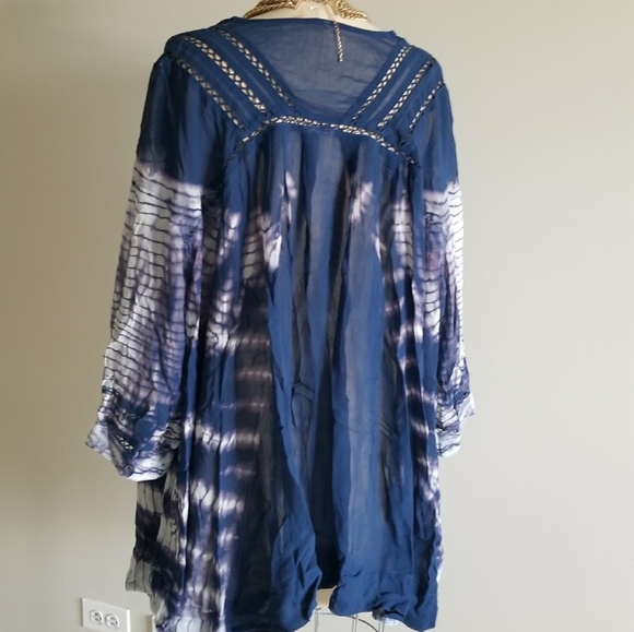 FREE PEOPLE Oversized tie and dyed sheer chiffon top - Picture 9 of 13